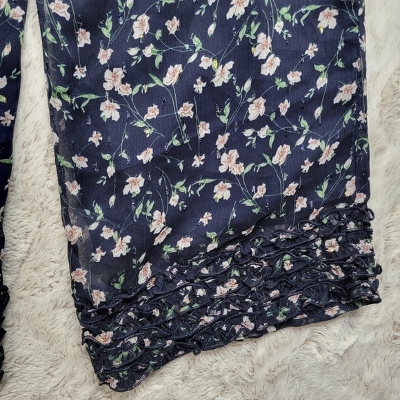 Foxiedox Carolina Navy Blue Ditsy Flower Print Wide Leg Pants NWT Size 4 - Picture 8 of 13